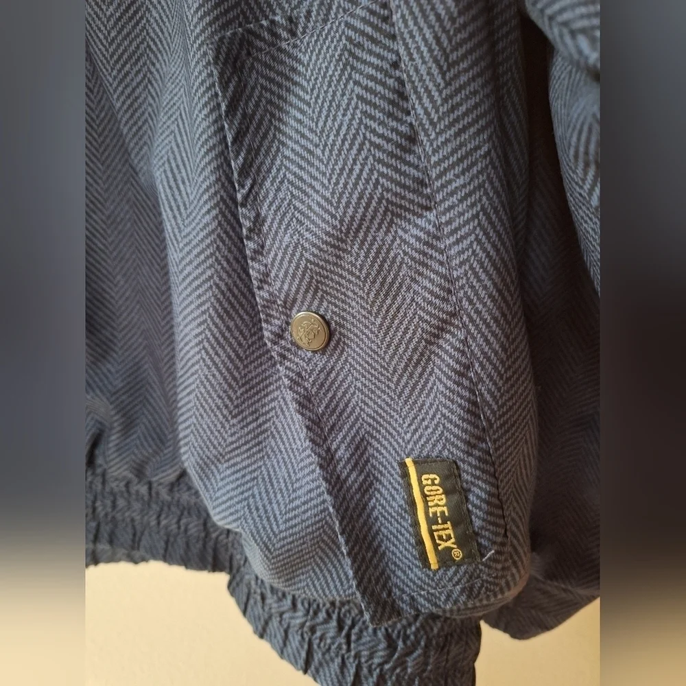 Tourney Gore-Tex Mens Golf Jacket Herringbone Navy Waterproof 1/4 Zip Size L